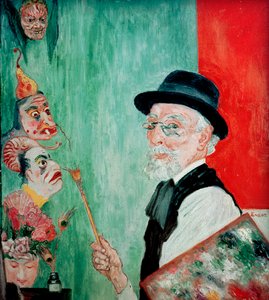 Auto-retrato com máscaras. 1936 (óleo sobre painel)