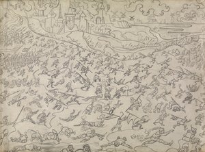 Os Mercenários Dissolutos (lápis sobre papel) de James Ensor