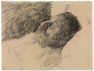 O pai do artista na morte (lápis de cera em papel) de James Ensor
