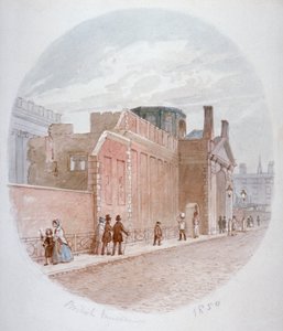 Parte de uma parede do antigo Museu Britânico, Bloomsbury, Londres, 1850