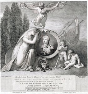 Desenho icónico em memória do nosso falecido herói, Lorde Visconde Horatio Nelson (1758-1805) de James Fittler
