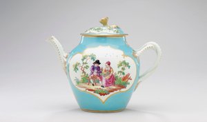Bule de chá de Worcester e tampa, c.1770