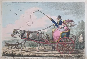 Um cockney e sua esposa indo para Wycombe, publicado por Hannah Humphrey em 1805 (gravura à mão colorida com aquatint)