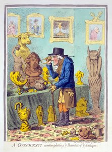 Um Cognocenti contemplando as belezas de Ye Antique, pub. Hannah Humphrey, 11 de fevereiro de 1801 (gravura colorida à mão)