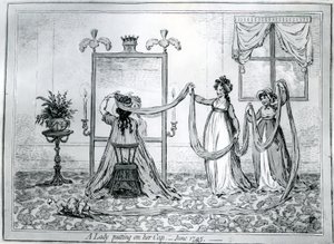 Uma senhora colocando em seu chapéu, 1795 de James Gillray