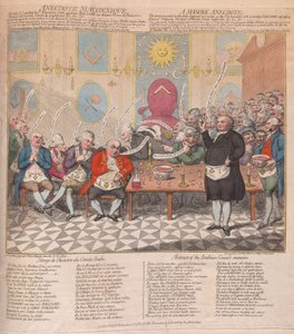 Uma Anedota Maçônica, pub. 1786 (gravura colorida à mão)