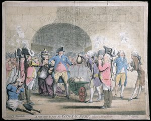 Uma nova maneira de pagar a dívida nacional, publicada por W. Holland em 1786 (gravura e gravura coloridas à mão)