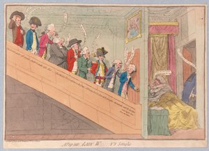 Uma espreitadela para Lady W !!!!! ys Seraglio, pub. 1782 (gravura colorida à mão)