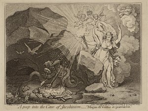 Um pio para o Cuidado do Jacobinismo, ou verdade é poderosa e irá prevalecer, 1798 (gravura em papel) de James Gillray