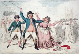 Uma Prova dos Sentimentos de refinamento de um carácter amável, ultimamente um Candidato a uma certa Cidade antiga (gravura colorida à mão) de James Gillray