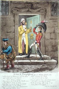 Uma dica para Jovens Oficiais, publicado por Hannah Humphrey em 1804 (gravura colorida à mão) de James Gillray