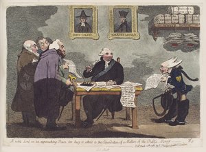 Um nobre senhor, sobre uma paz que se aproxima, demasiado ocupado para se ocupar da despesa de um milhão do dinheiro público por James Gillray de James Gillray