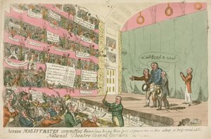 Magistrados em exercício comprometendo-se, sendo sua primeira aparição como realizada no Teatro Nacional de Covent Garden, 1809 de James Gillray