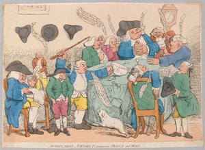 Apothecaries, Taylors, etc. conquistando a França e a Espanha, pub. 1779 (gravura colorida à mão)