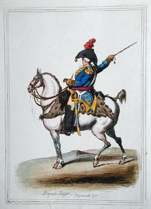 Brigade Major, publicado por Hannah Humphrey em 1797 (gravura colorida à mão) de James Gillray