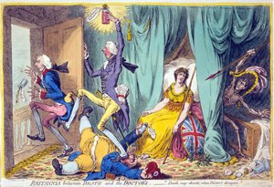 Britannia entre a morte e os médicos, pub. Hannah Humphrey, 20 de maio de 1804 (gravura colorida à mão)
