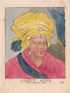Cheyt Canta em seu vestido oriental, pub. 1786 (gravura colorida à mão)