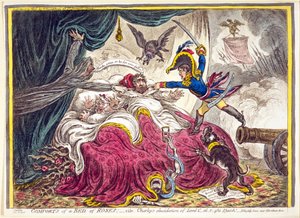 Confortos de uma cama de rosas: pub. Hannah Humphrey, 21 de abril de 1806 (gravura colorida à mão)
