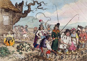 Consequências de uma invasão francesa bem sucedida, ou Ensinamos os republicanos ingleses a trabalhar de James Gillray