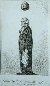 Councellor Ego - i.e. little i myself i, publicado por J. Wright em 1798 (gravura) de James Gillray