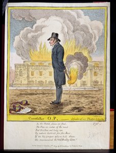 Conselheiro OP, defensor de nossas Liberdades Teatrais, mostrando a queima do Covent Garden Theatre, pub. por Hannah Humphrey, 1809