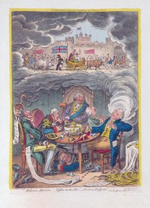 Deliciosos Sonhos: Castelos no Ar! - gloriosas perspectivas !, pub. 1808 (gravura colorida à mão)