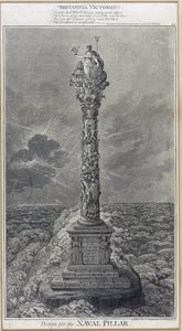 Desenho do pilar da marinha "Britannia Victorious" Gravura de 1800, de James Gillray (1757-1815). de James Gillray