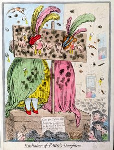 Exaltação das Filhas de Faro, publicada por Hannah Humphrey em 1796 (gravura à mão colorida)