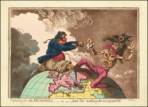 Lutar pelo monte de esterco - ou - Jack Tar a assentar Buonaparte de James Gillray