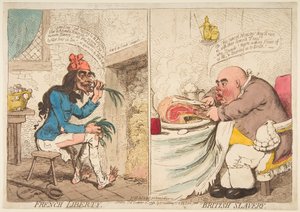 Liberdade Francesa - Escravidão Britânica, 21 de dezembro de 1792. de James Gillray