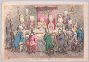 Graça antes da carne ou um peep no bar do senhor Peters. 1779 (gravura colorida à mão) de James Gillray