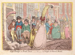 Alta Mudança na Bond Street, ou o Politeness of Great World, pub. 1796 (gravura colorida à mão)