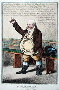 Independence, ou Tyrwhitt Jones, publicado por Hannah Humphrey em 1799 (gravura colorida à mão) de James Gillray