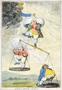 Jack a Both Sides, publicado por William Humphrey em 1783 (gravura à mão colorida)