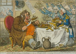 John Bull Tomando um almoço, 1798 (gravura colorida)