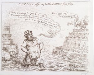John Bull oferece pouco fair play Boney, publicado por Hannah Humphrey em 1803