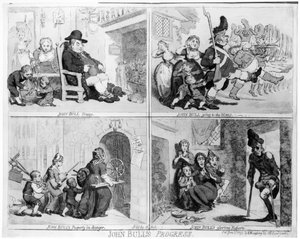 Progresso de John Bull, bar. por Hannah Humphrey, 1793 (gravura) (foto bundw)