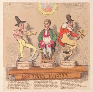 Os Três Magos, pub. 1791 (gravura colorida à mão) de James Gillray
