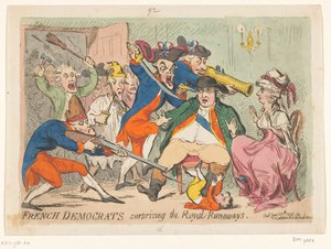 Luís XVI e Maria Antonieta capturados em voo, 1791 Democratas franceses surpreendendo os Royal Runaways de James Gillray