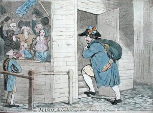 Mason, a Confeitaria do Duque, publicada por Hannah Humphrey em 1788 (gravura colorida à mão) de James Gillray