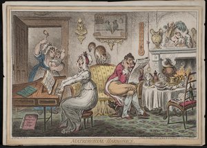 Harmônicos matrimoniais, publicado por Hannah Humphrey, 1805 (gravura à mão colorida)