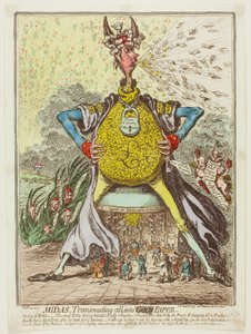 Midas, transformando tudo em papel de James Gillray