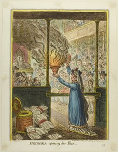 Pandora abre a sua caixa de James Gillray
