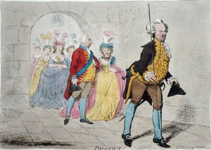 Polonius, publicado por Hannah Humphrey em 1795 (gravura colorida à mão) de James Gillray