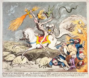 Presages do Milênio, publicado por Hannah Humphrey em 1795 (gravura a cores, gravura e tinta)