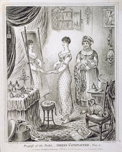 Progresso do banheiro, ou vestido concluído, publicado por Hannah Humphrey em 1810