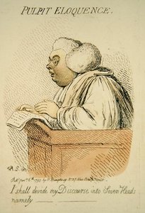 Pulpit Eloquence, publicado por Hannah Humphrey em 1795 (gravura colorida à mão) (detalhe de 191281) de James Gillray