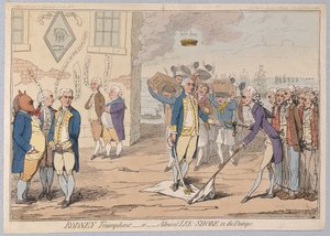 Rodney triunfante ou almirante LeeShore no lixão, pub 1782 (gravura colorida à mão)