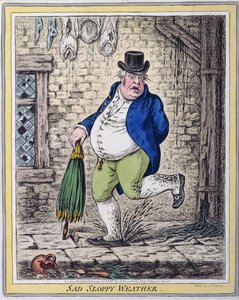 Sad Sloppy Weather, publicado por Hannah Humphrey em 1808 (gravura à mão colorida)