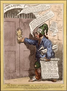 Desenhos animados satíricos no anunciante diário em relação ao discurso de Dundas na Câmara dos Comuns, 1797 de James Gillray
